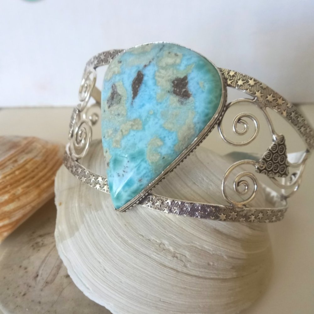 "The Goddess" Larimar Cuff Bracelet